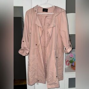 Love Tree Dusty Rose Hooded Light Drawstring Trench Coat